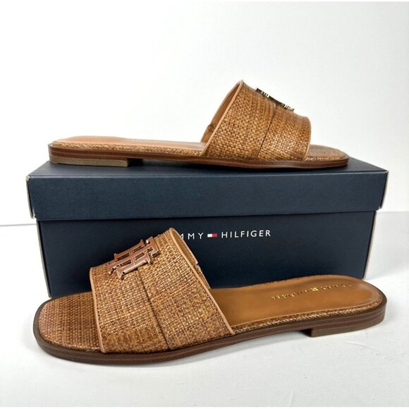 Tommy Hilfiger Women's Tanyha Sandal 10 Tan Brown Slide Shoe Neutral Travel - Picture 3 of 8